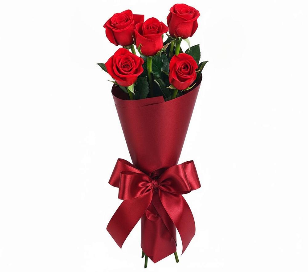 Букет 5 Красных роз Эдлесс Лав в Юце