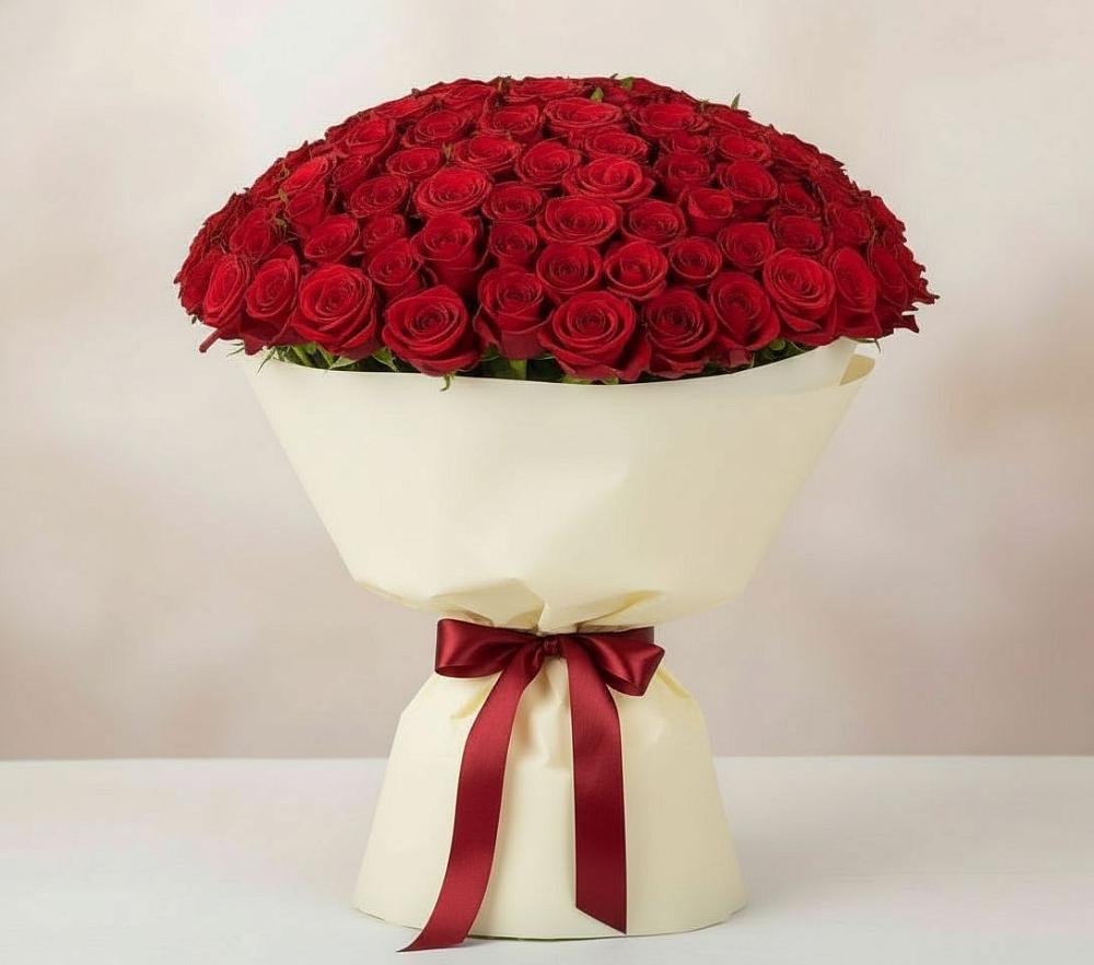Букет 101 Красная роза Милано в Юце