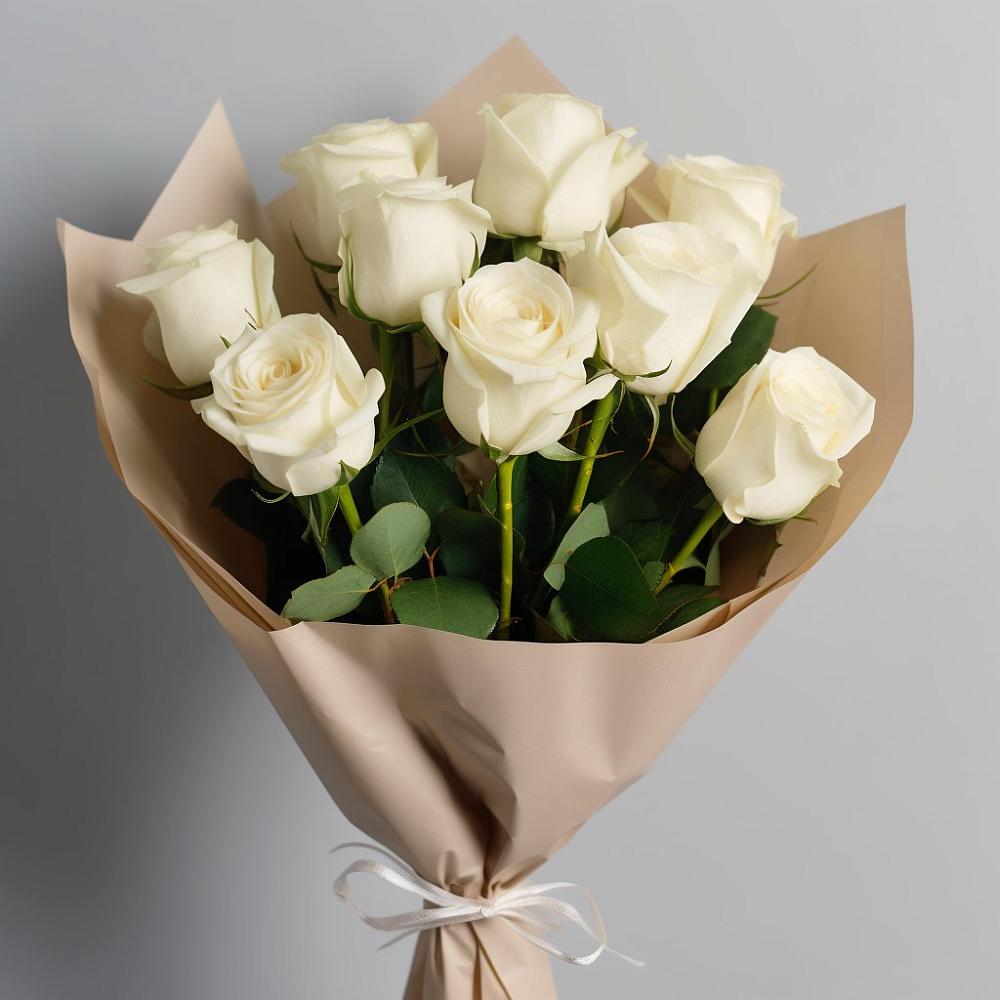 Букет 9 Белых роз Эдлесс Лав в Юце