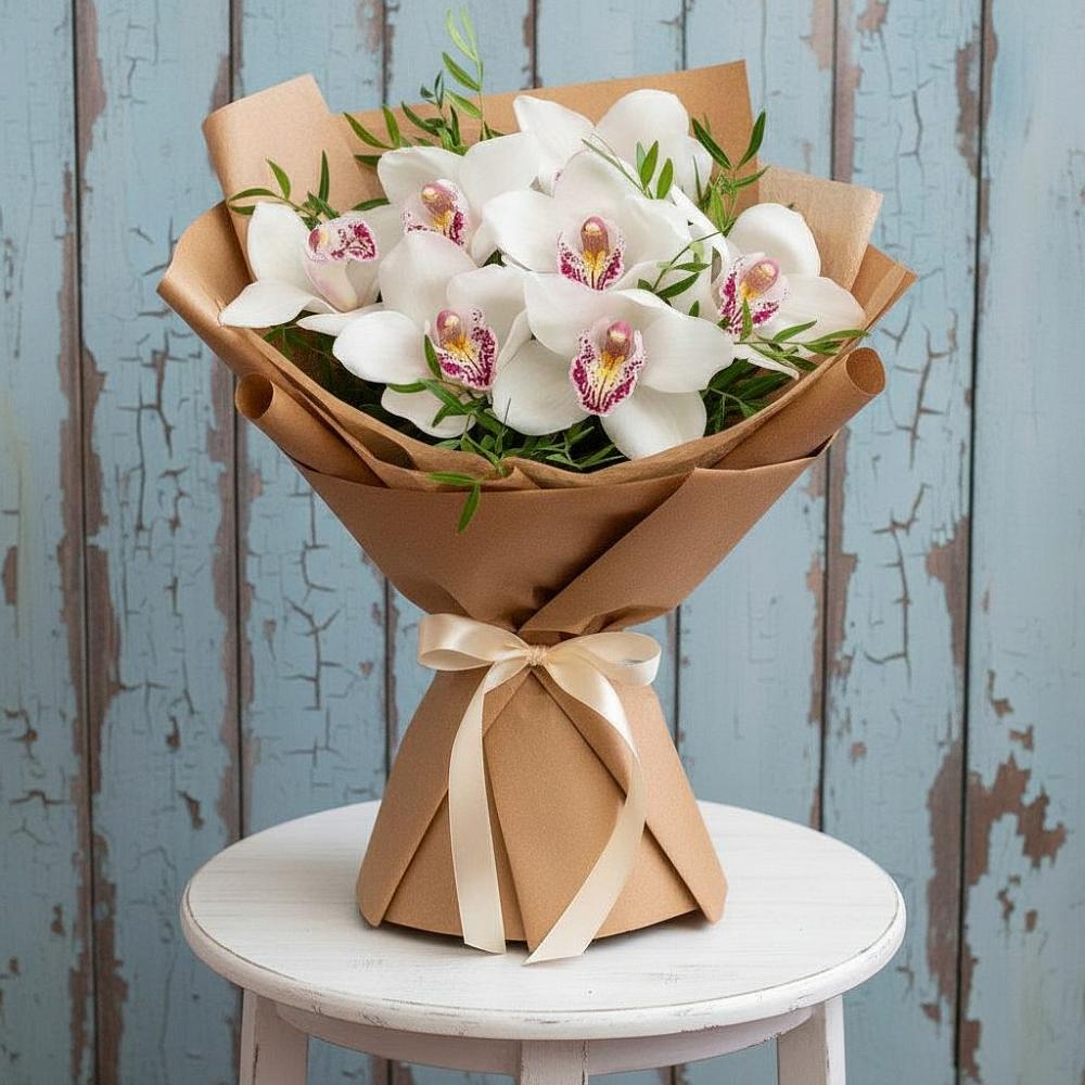Букет цветов из: Орхидеи и Розы в Юце