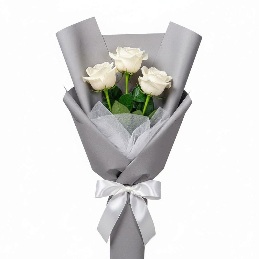 Букет 3 белые розы в Юце