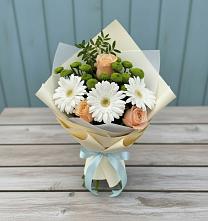 Букет цветов из:  Герберы, Розы и Хризантемы в Юце