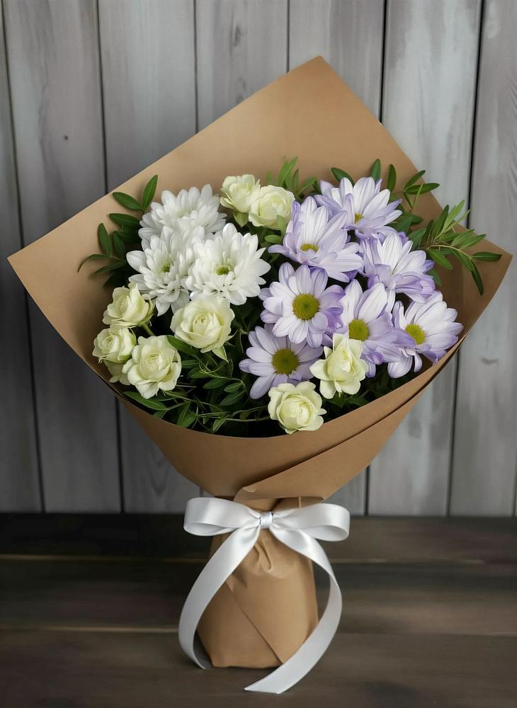 Букет цветов из: Хризантемы и Розы в Юце